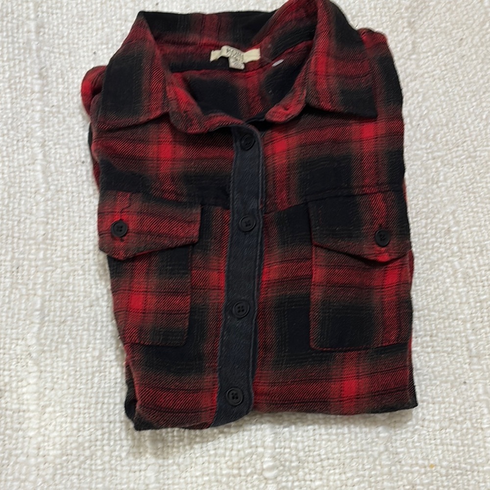 Lucky Brand Red and Black Checkered Shirt